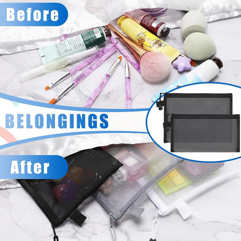 15 Pcs Mesh Zipper Pouch Mesh Bags Makeup Bags Mesh Cosmetic Bag Makeup Pouches,Nylon Mesh Travel Bags,Zipper Pouches for Organizing Pouches for T...