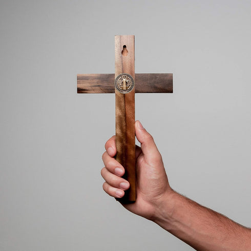 Intercession Wall and Table Wood Cross Crucifix (10 inches - Antique Gold)...