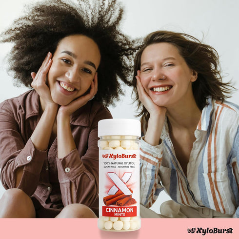 XyloBurst - Xylitol Mints | Sugar Free Breath Mints for Oral Health | Gluten Free, Vegan, Keto Friendly | Aspartame Free Mint | Cinnamon | 200 Cou...