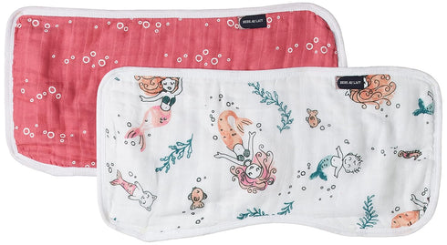 Bebe au Lait Oh So Soft Muslin Baby Burp Cloth Set - Mermaids and Bubbles , 8.5x17 Inch (Pack of 1)...
