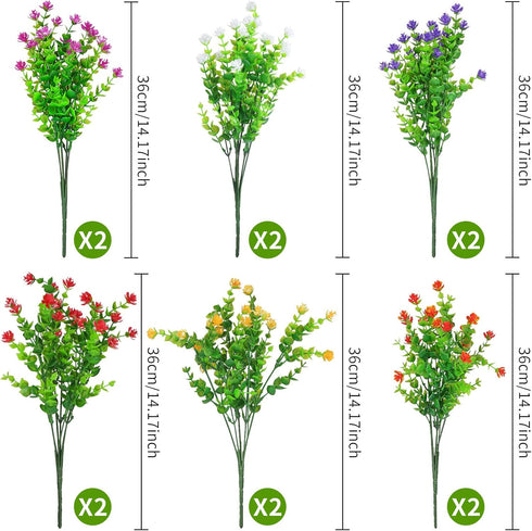 12 Bundle Artificial Flowers for Outdoor UV Resistant Plants, Fall Faux Flowers Bulk Fake Flowers for Indoor Porch Vase Pots Greener Shrubs Hangin...