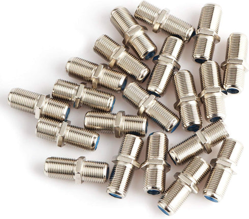 Pasow F81 Barrel Connectors High Frequency 3GHz Female to Female F-Type Adapter Couplers (20 pcs, Silver)...