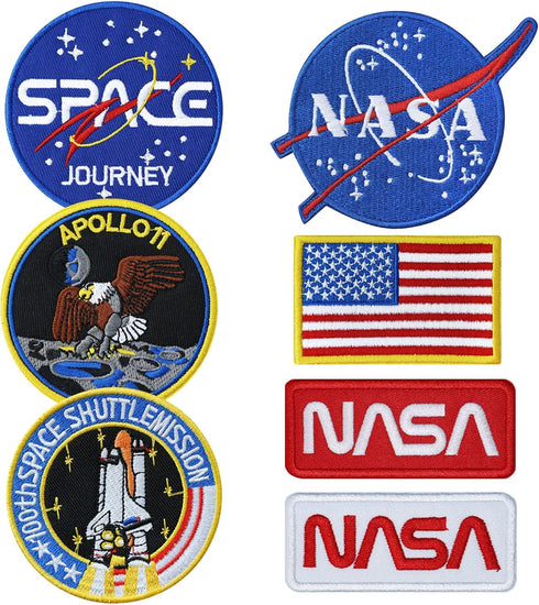 7pcs NASA Patch, Iron On Patches Space Badge Sew On Space Shuttle Embroidered and US Flag Patches for Jackets Backpacks Caps Hats Bags Clothing...