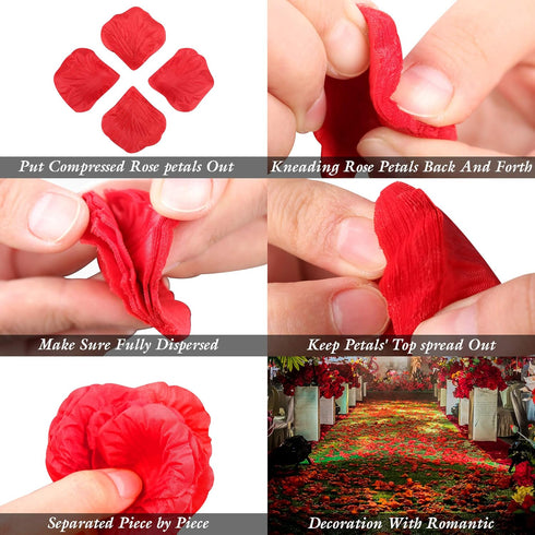 3000 Pcs Silk Rose Petals,Red Rose Flower Petals Decorations, Fake Rose Petals Roses Artificial Flowers Petals for Wedding, Valentines , Romantic ...