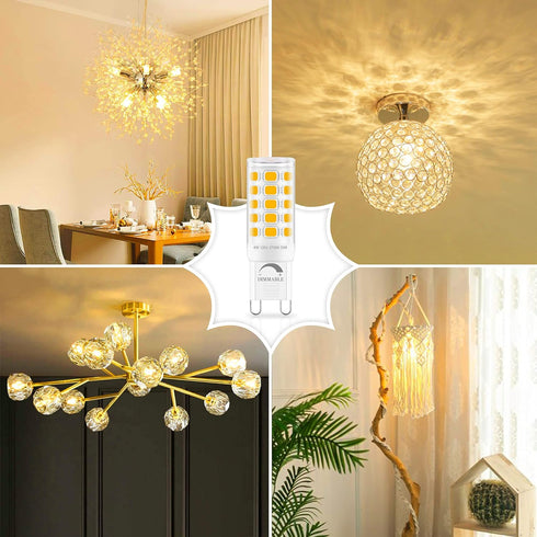 Sailstar G9 LED Bulb Dimmable 2700K Soft Warm White 6 Pack, T4 G9 4W Replacement for 40 Watts Halogen, Ceramic Bi Pin Base, 120V 400 Lumen 360°Bea...