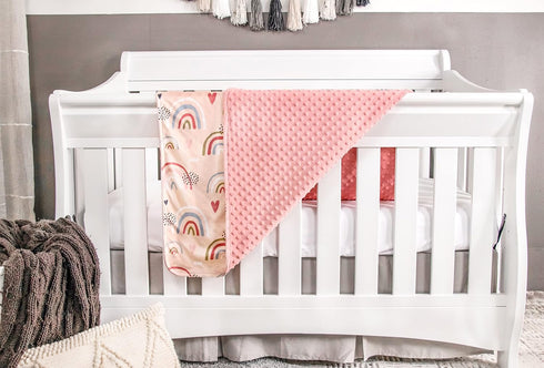 Top Tots Deluxe Minky Baby Blanket - Hearts and Rainbows, 40 x 29 Inch Pink...