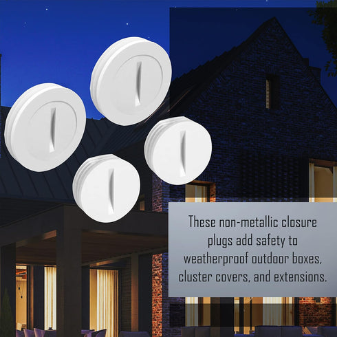 BELL PCP47550WH Weatherproof Nonmetallic Closure Plug Assortment 1/2 in and Two 3/4 in, 4-Pack, White...