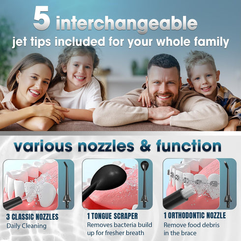 Nicwell Water Dental Flosser Teeth Pick - 4 Modes Dental Oral Irrigator, Portable & Rechargeable IPX7 Waterproof Personal Orthodontic Supplie Wate...