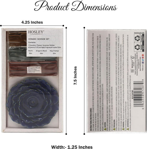 Hosley® 60 Stick Bulk Pack Serenity in Variety Ceramic Assorted Spa Incense Set with Ceramic Flower Holder Relaxing Aromas for Meditation and Tran...