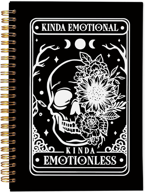 Floral Skull Notebook, Goth Gothic Notebook Journal, Witchy Journal, Goth Office Supplies, Spiral Notebook 5.5x8.3, Kinda Emotion Kinds Emotionles...