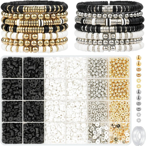 Gionlion 3000 Pcs Clay Beads Bracelets for Women, Bracelet Making kit Golden Beads for Jewelry Making, Charms Bracelet Kit DIY Arts and Crafts Bir...