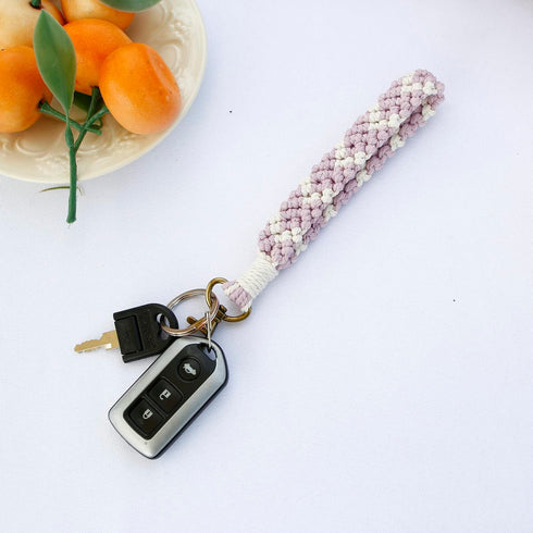 Women's Boho Macrame Keychain Wristlet Bracelet Handmade Braided Hand Wrist Lanyard for Keys, Purse, Car Keys Holder...