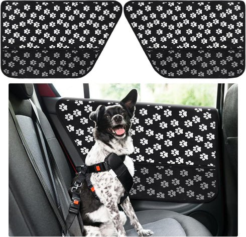 2 Pcs Car Door Protector Pet Dog Paw Prints Car Door Cover Protector Waterproof Scratching Nonslip Universal Fit Car Door Guard with Storage Pocke...
