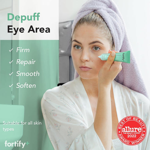 Fortify Natural Skincare - Eye Cream - De-Puffing + Protecting | Helps Protect, Hydrate, & Refresh | Clean Beauty | Made in Korea - 30ML...