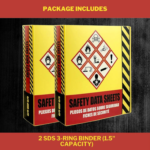 Ring Binder Depot 2 Pack of SDS Binder, Heavy Duty 3 Ring Binder with 1.5 In Capacity Holds 250 Pages, Trilingual with EnglishSpanishFrench, Durab...