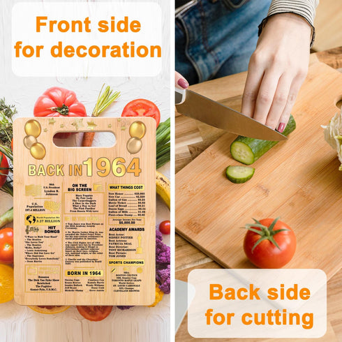 60th Birthday Gifts for Women Men,60 Year old Birthday Present, Back In 1964 Cutting Board,60th Birthday Decorations,Best Gifts 60 Years Old women...