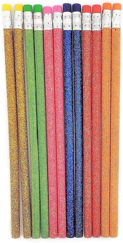 Sparkle Glitter Fun #2 Lead 7.5" Pencils (36 Pack) 6 Glitter Colors: Yellow, Red, Pink, Green, Blue and Orange! (36)...