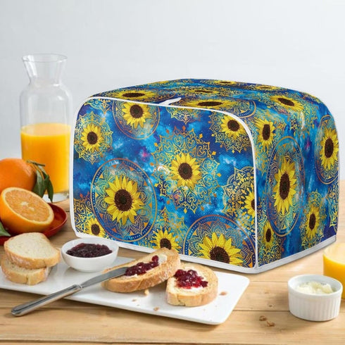 Sunflower Print Toaster Cover 2 Slice Wide Slot Decorative Accessories for Kitchen, Boho Mandala Flower Small Appliance Covers Anti Fingerprints O...