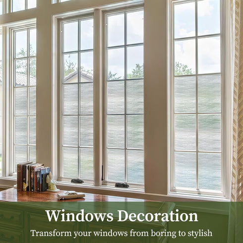 FEOMOS Clear Water Window Privacy Film, Non Adhesive Window Cling, Decorative Window Sticker, Window Covering Translucent Glass Film for Windows D...