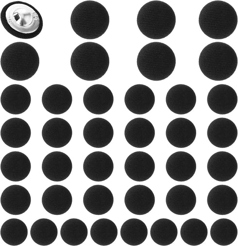 40 Pcs Black Buttons, Fabric Cloth Covered with Metal Shank Round Button Tuxedo Suit Vintage Black Coat Sewing Buckle Jacket Coat Blouse Jeans Dre...