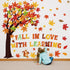 123 PCS Fall Classroom Tree Decorations Maple Leaves Bulletin Board Cutouts Fall in Love with Learning Decors Autumn Party Supplies with Glue Poin...