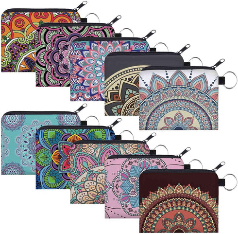Coin Purse for Women 10 Pack Purse Pouches for Inside Purse Deanfun Mini Change Wallet with Zipper Bulk Keychain Cute Tampon Holder for Women Gift...
