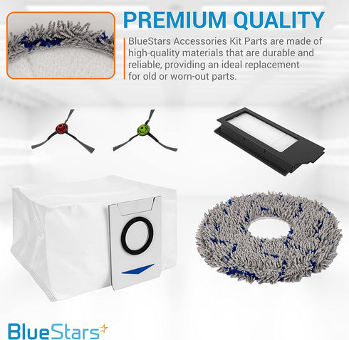 BlueStars Durable Replacement Accessories Parts Kit Fit Compatible with ECOVACS DEEBOT X1 Omni/ X1TURBO/ X1 Plus Robot Vacuum Cleaners (4 x mop pa...
