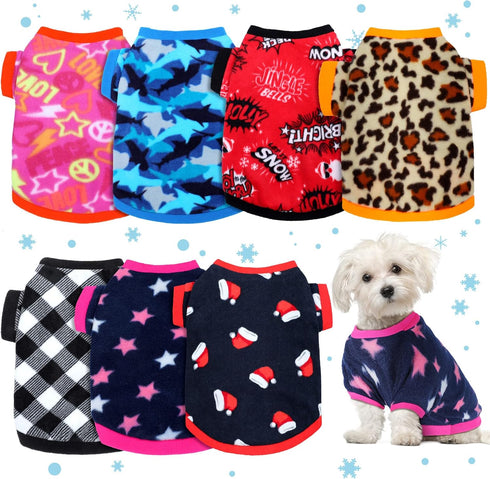 7 Pcs Dog Fleece Sweaters Dog Sweatshirt Winter Dog Outfits Soft Fleece Puppy Sweater Outfits for Chihuahua Yorkshire Pets Dog Cat (Cute, S(Neck: ...
