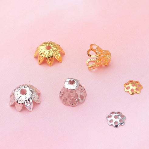 2400pcs Filigree Flower Beads Caps Metal Spacer Beads Caps Hollow Cone End Caps Jewelry Making Accessories for DIY Bracelet Earring Necklace Craft...