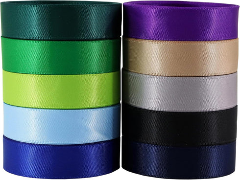 5/8 Inch Wide Solid Color Double Sided Polyester Satin Ribbon 20 Colors X 2 Yard Each Total 40 Yds Per Package...