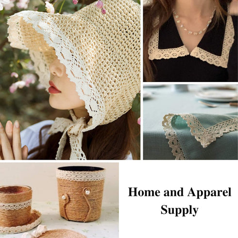 Beige Lace Ribbon Cotton Crochet Lace Trim for Scrapbooking Dream Catcher Decorative Crafts Supply (33 Yards)...