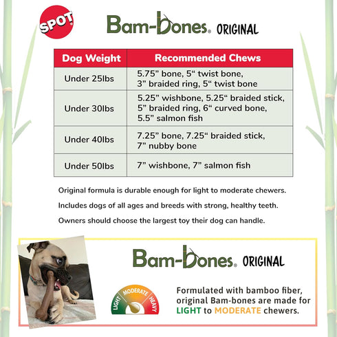 SPOT Bam-Bones Twist Bone - Made with Strong Bamboo Fiber, Durable Long Lasting Chew Toy for Light to Moderate Chewers for Dogs & Teething Puppies...