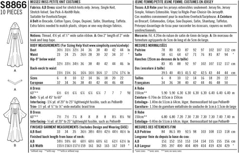 Simplicity Women's Fantasy Cosplay Costume Gown Sewing Patterns, Sizes 14-22...