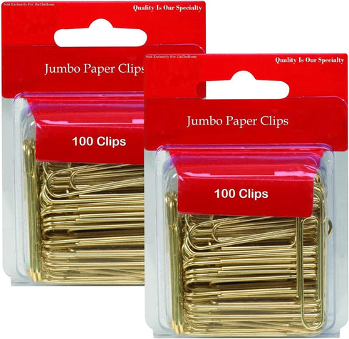 1InTheOffice Jumbo Paper Clips, Gold, Smooth, 2/Pack...