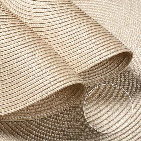 FunWheat Round Braided Placemats Set of 6 Table Mats for Dining Tables Woven Washable Non-Slip Place mats 15 inch(Beige, 6pcs)...