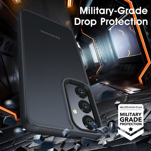 Oterkin Samsung Galaxy A35 5G Case (Black, Nanoscale Electroplating Coating), Includes 9H HD Screen Protectors, Military Grade Protection, Translu...