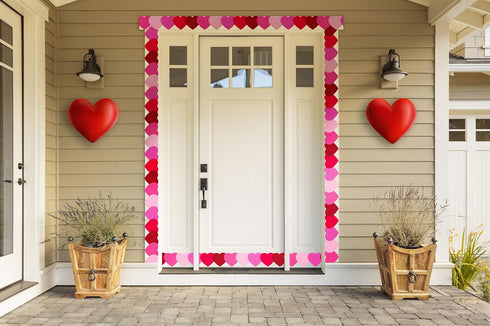 68Ft Heart Bulletin Board Decorations with 8pcs Animal Sticker+8pcs Cards, Red Pink Heart Rolled Border Trim for Party Classroom Chalkboard Wall D...
