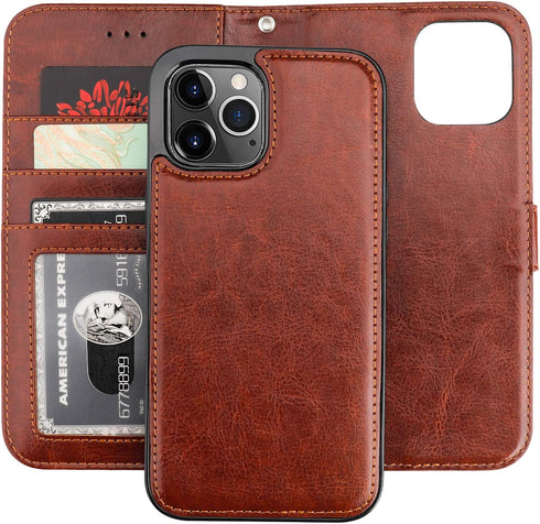 Bocasal Compatible with iPhone 12 Pro Max Wallet Case with Card Holder PU Leather Magnetic Detachable Kickstand Shockproof Wrist Strap Removable F...