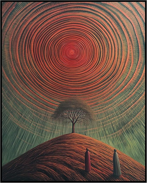Posterizer 1 pcs-surrealism serene scene in alien planet with red sun 3-Abstract & Modern Art-Landscape & Nature Art-Gift for Men Women Entreprene...