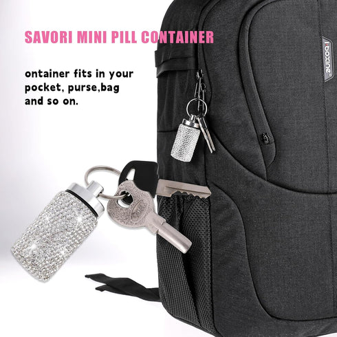 Pill Organizer Stainless Steel Waterproof Pill Holder Box Bling Small Medicine Case Dispenser Bottle Travel Portable Jewelry Ring Holder Keychain ...