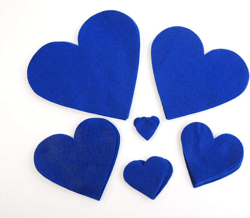 Playfully Ever After 1 to 6 inch Multi-Size Pack Stiff Felt Hearts 18pc (Blue)...