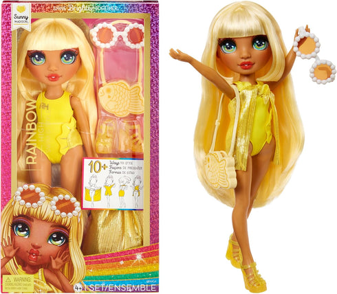 Rainbow High Swim & Style Sunny - Yellow 11" Blonde Fashion Doll with Shimmery Wrap to Style 10+ Ways, Swimsuit, Sandals, Fun Play Accessories, Gr...