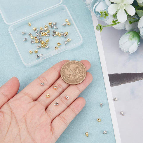 arricraft 60 Pcs Brass Crimp Beads, Loose Rondelle Spacer Beads Metal Irregular Shape Crimp Charms Accessories for Bracelet Necklace Jewelry Makin...