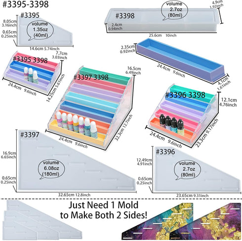 FUNSHOWCASE Display Organizer Rack Epoxy Resin Silicone Molds Set for Lipstick Makeup Nail Polish Pigment Jewelry...