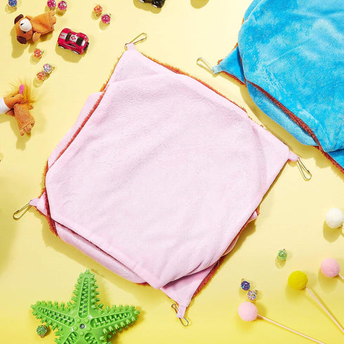 Weewooday 3 Pieces Small Animal Hanging Hammock, Soft Plush Material, Triple-Layer Design, Suitable for Hamster, Ferret, Chinchilla...