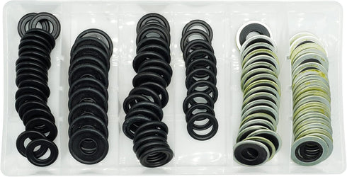 100PCS 6 Sizes Engine Oil Drain Plug Gaskets, Washer Assortment Kits Replace 097-836CD, F5TZ-6734-BA, 097-119, 097-115, 097-139, 097-146, 097-021,...