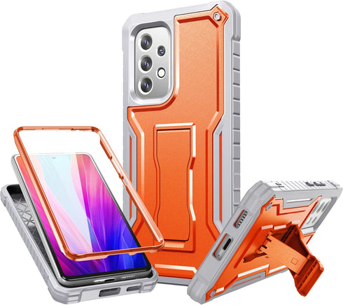 FITO for Samsung Galaxy A53 Case, Dual Layer Shockproof Heavy Duty Case for Samsung A53 5G Phone with Screen Protector, Built-in Kickstand (Orange...