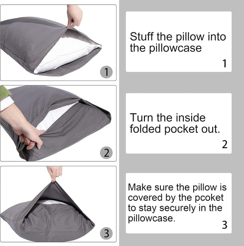 NTBAY Queen Pillowcase Set - 4 Pack Brushed Microfiber 20x30 Pillowcases - Soft, Wrinkle-Free, Fade-Resistant, Stain-Resistant, Dark Grey Pillowca...