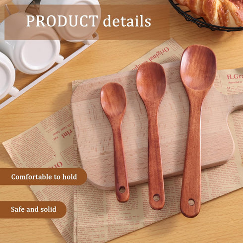 HANSGO Wooden Cooking Spoons, 3PCS Good Grips Wooden Spoon Set Wooden Kitchen Utensils for Cooking Stirring Mixing Frying DIY Crafts...