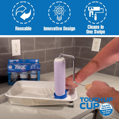 Touch Up Cup Roller Saver Paint Roller Cleaner Tool, House Painting Supplies, Paint Remover Scraper, As Seen On Shark Tank Products, 1 Pack...